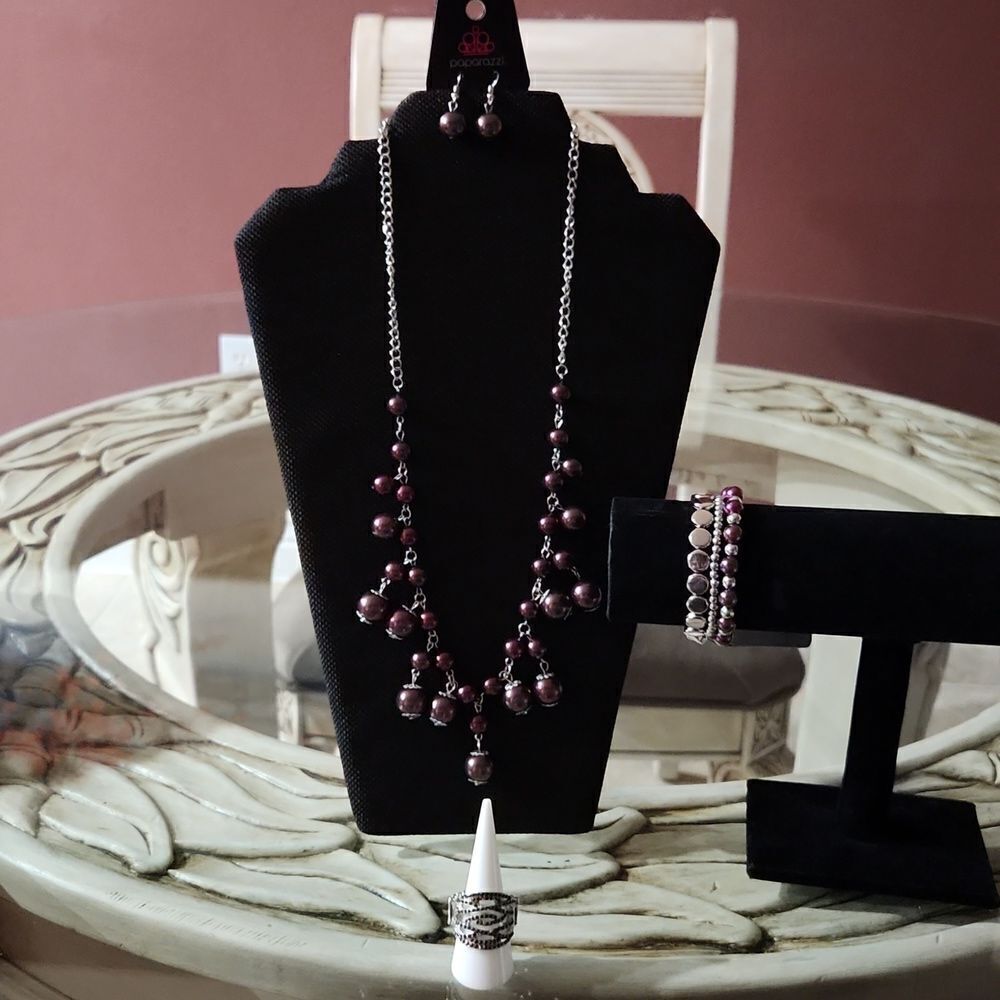 💎Purple and Silver Jewelry Set